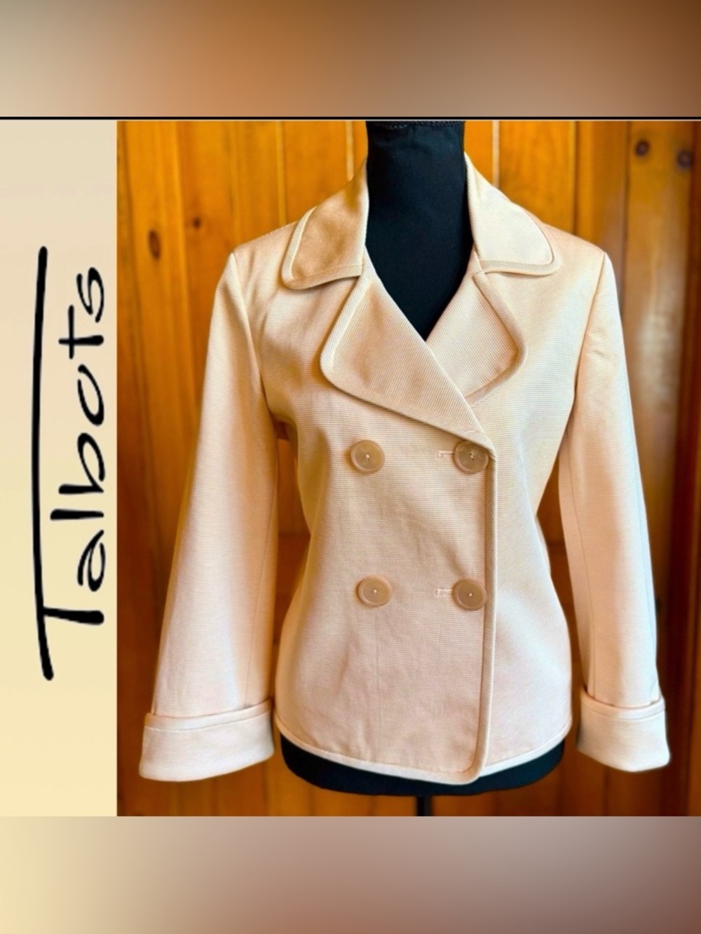 NWOT TALBOTS Faille Silk Blend Double-Breasted Grace Fit Jacket (14P)